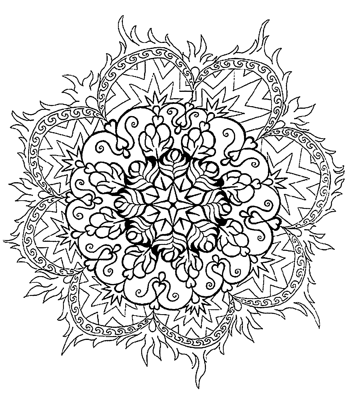 Mandalas difficiles (pour adultes) : Mandala a colorier difficile - 4